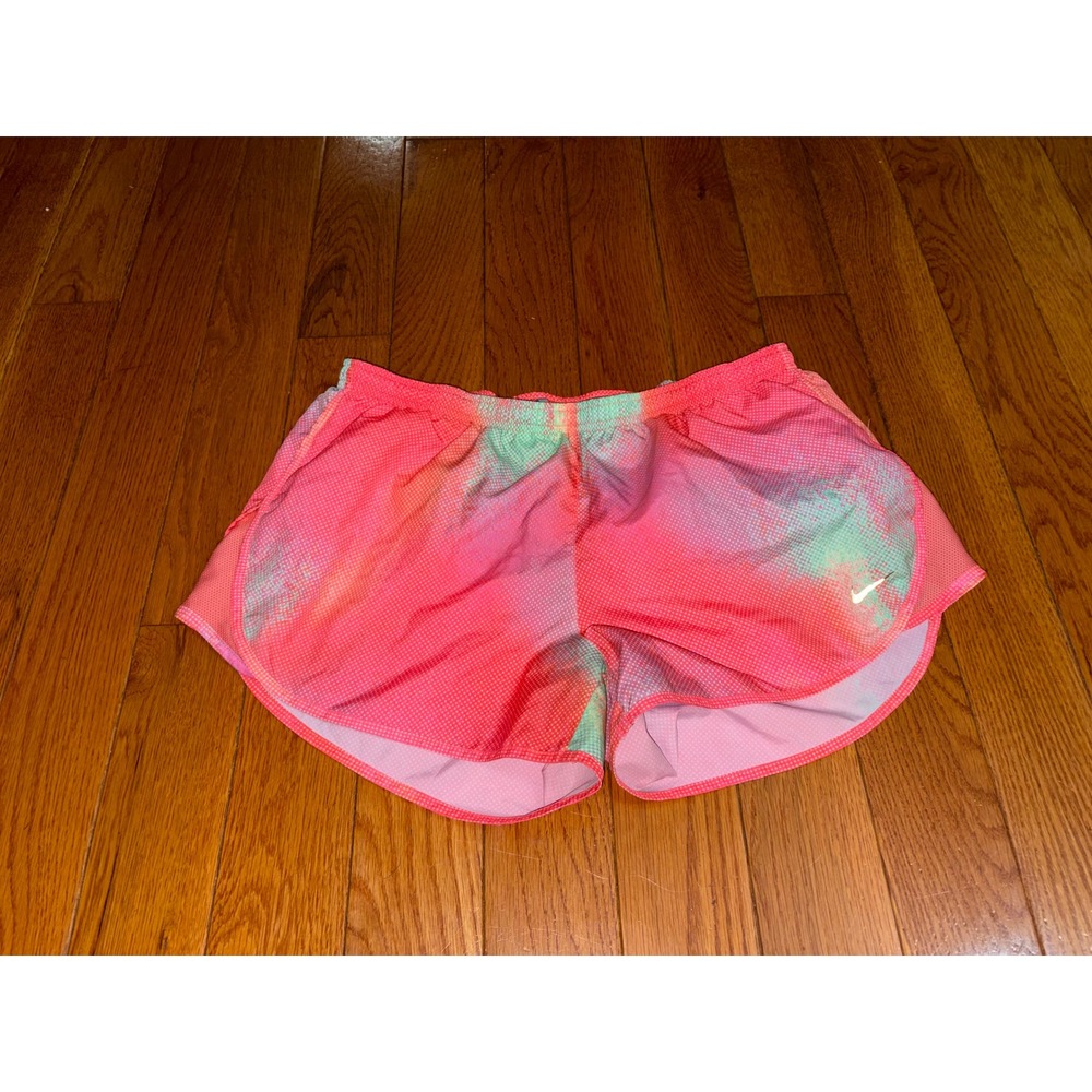 Nike Dri-FIT Women Pink Tie Dye Running Shorts Large Zipper Pocket Reflective